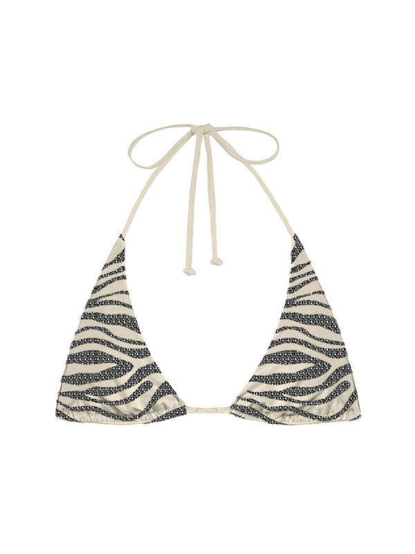 Mc2 Saint Barth Fully Adjustable Triangle Bikini Top Guiana Shiny Strass Zebra 1000 - Guia003