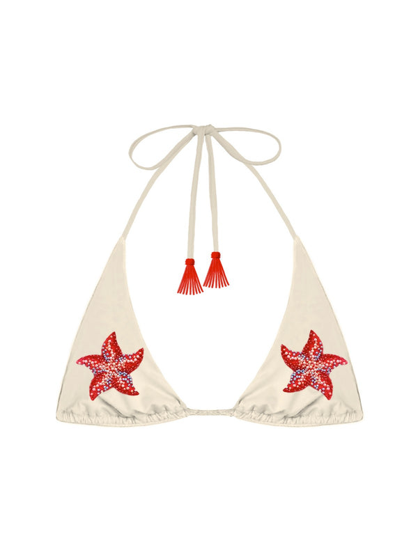 Mc2 Saint Barth Fully Adjustable Triangle Bikini Top Guiana Beads Starfish 10 - Guia003