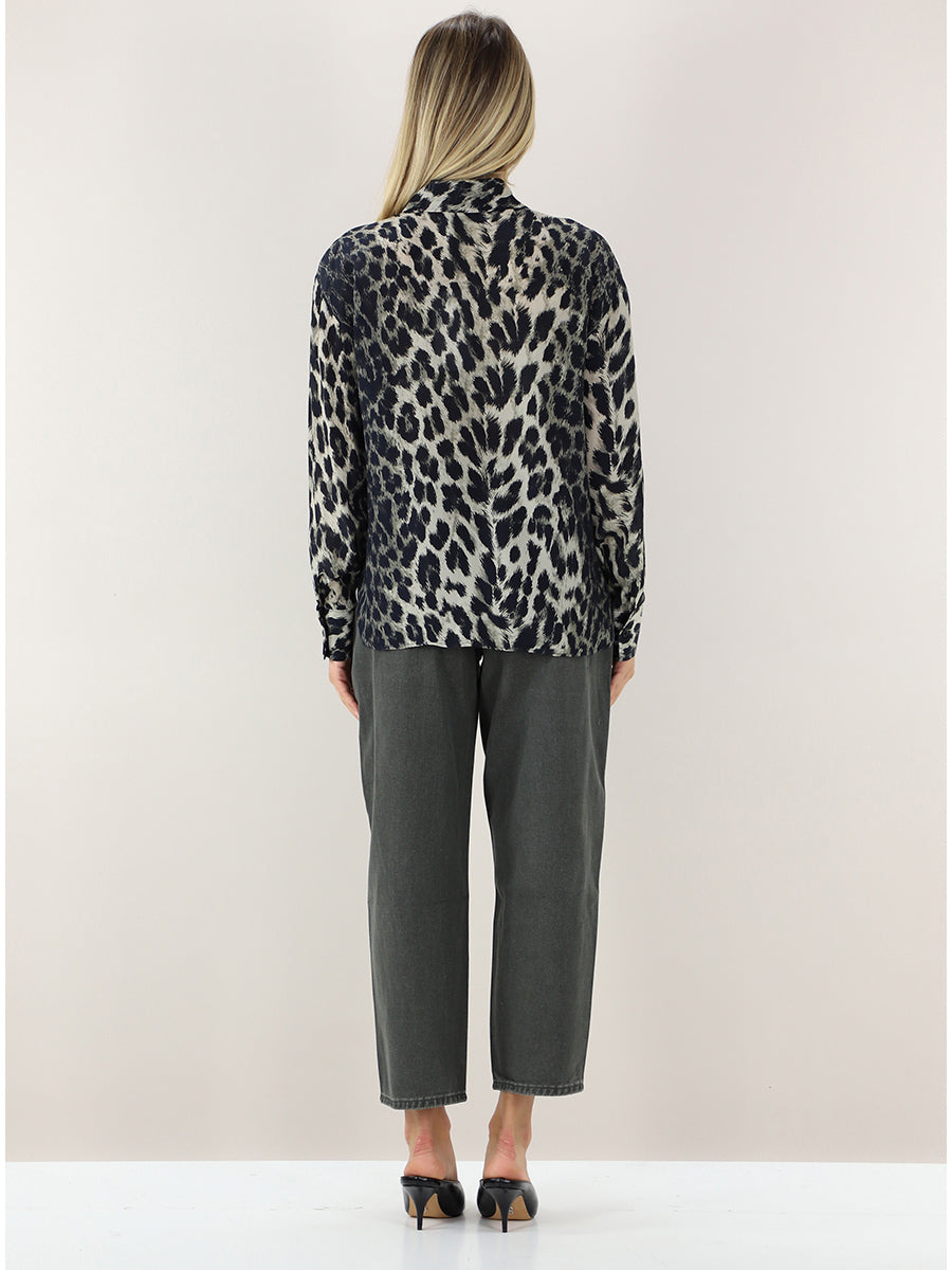 Kaos Camicia Donna in Viscosa Animalier Forest SI1GX023