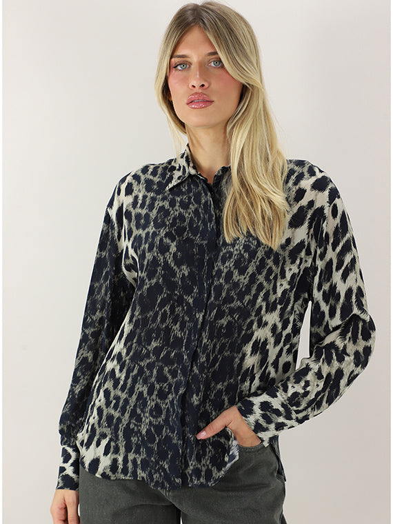 Kaos Camicia Donna in Viscosa Animalier Forest SI1GX023