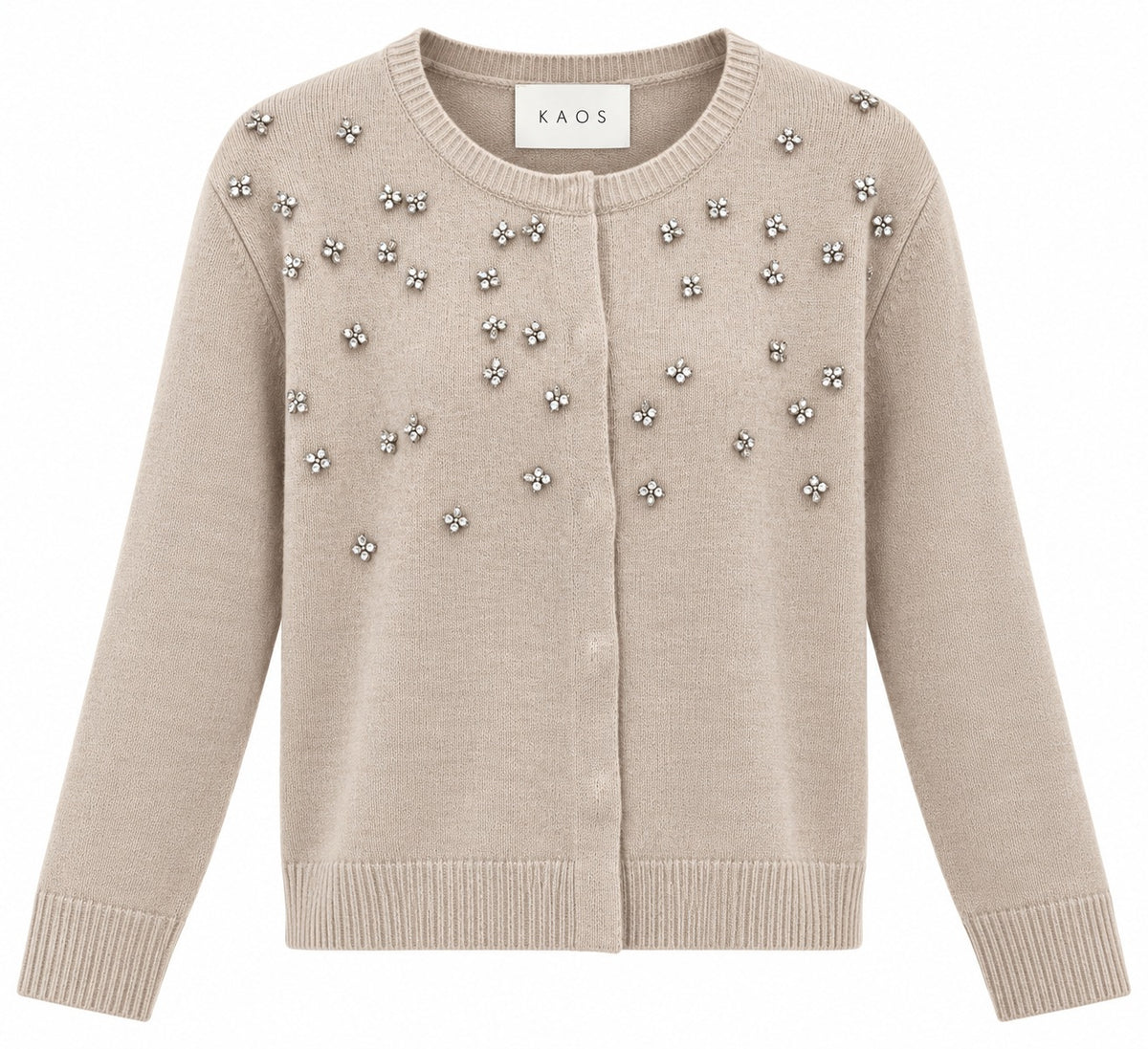 Kaos Cardigan Donna in Maglia con Applicazioni Strass Mastice SI1KT012