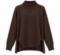 Kaos Maglia Donna Oversize con Collo Alto e Spacchi Laterali Fondente SI1KT018