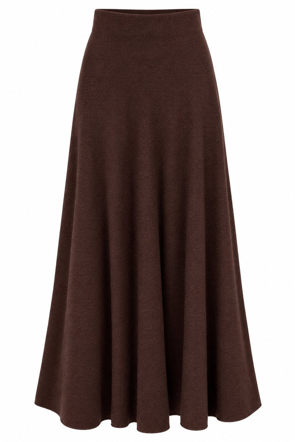 Kaos Gonna Lunga Donna in Maglia Svasata Fondente SI1KT033