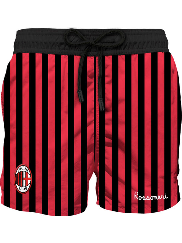 Mc2 Saint Barth Classic Swim Short Gustavia Milan Stripes Rossoneri 41 Pt - Gus0001