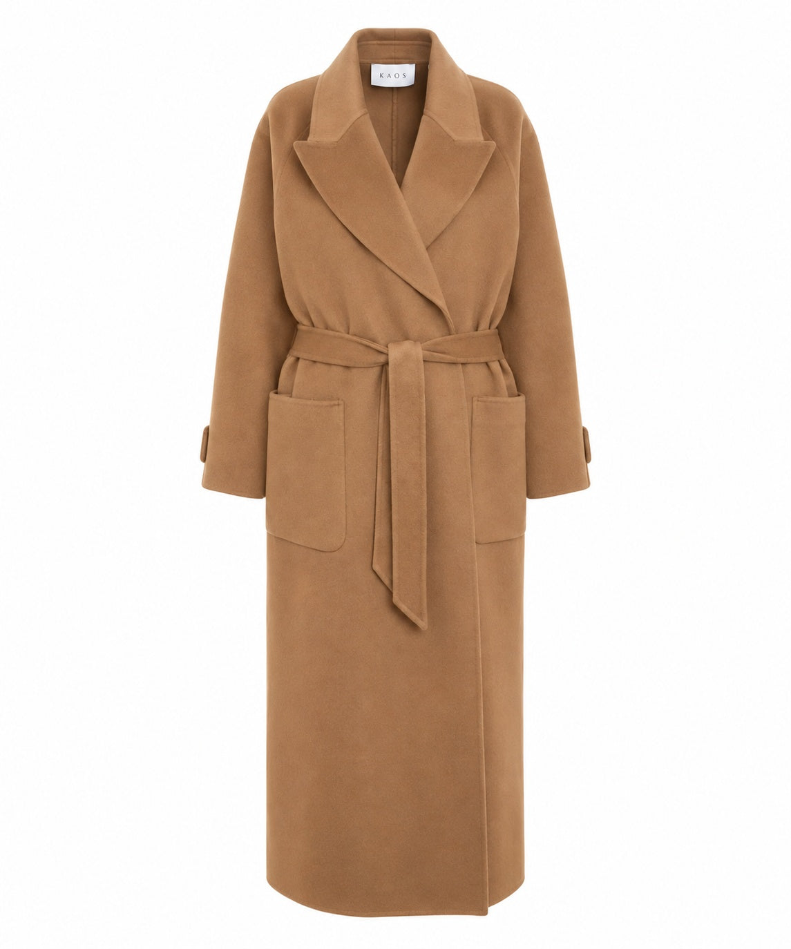 Kaos Cappotto Donna Caramello in Misto Lana con Cintura SI1NT001