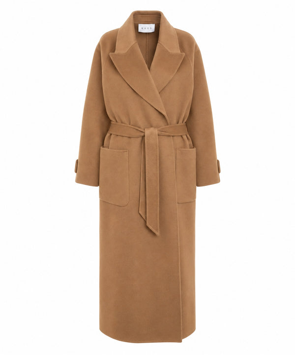 Kaos Cappotto Donna Caramello in Misto Lana con Cintura SI1NT001