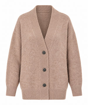 Kaos Cardigan Donna in Lana e Alpaca Camel SI1NT015