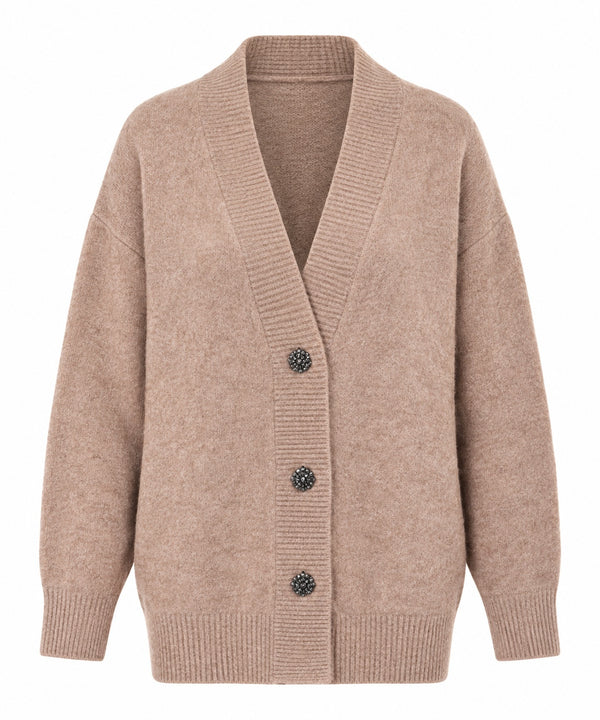 Kaos Cardigan Donna in Lana e Alpaca Camel SI1NT015
