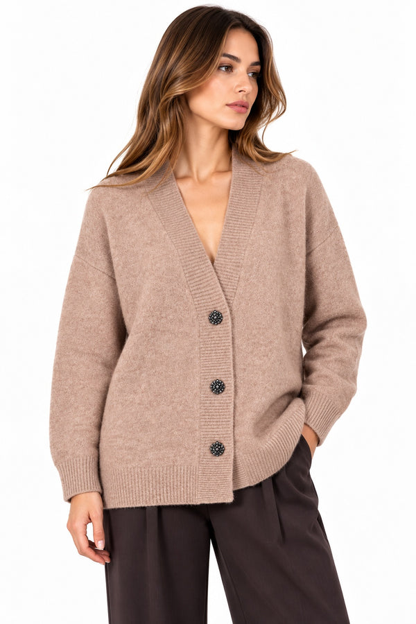 Kaos Cardigan Donna in Lana e Alpaca Camel SI1NT015