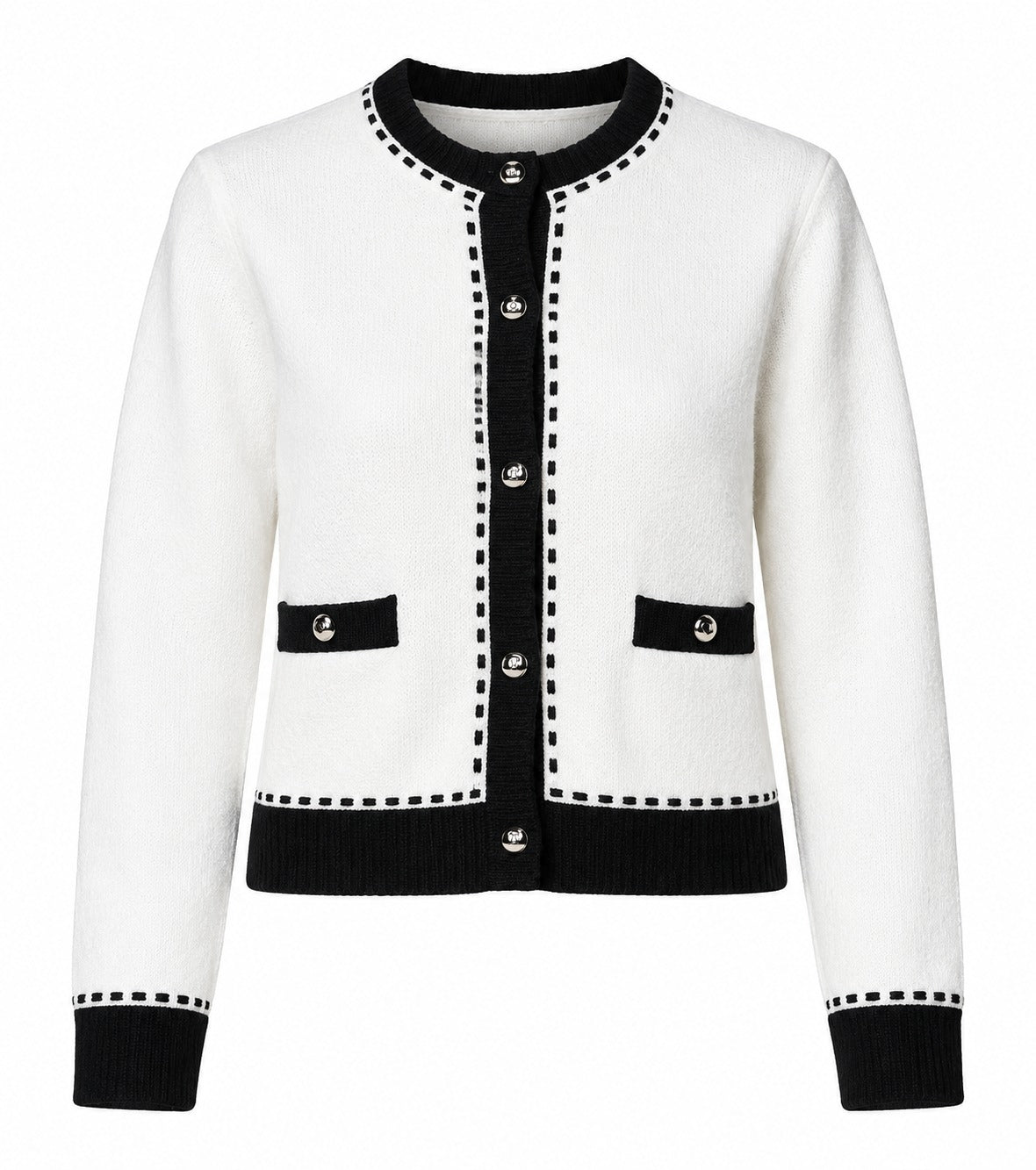 Titolo SEO<br />Kaos Cardigan Donna in Misto Lana Burro con Impunture SI1NT024