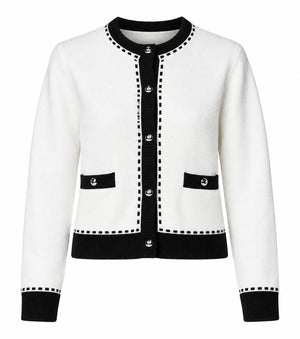 Titolo SEO<br />Kaos Cardigan Donna in Misto Lana Burro con Impunture SI1NT024