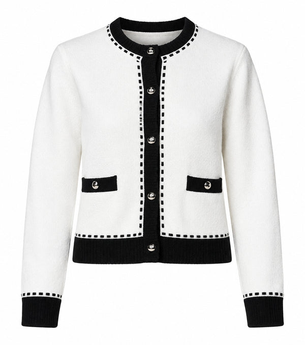 Titolo SEO<br />Kaos Cardigan Donna in Misto Lana Burro con Impunture SI1NT024