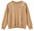 Kaos Maglia Donna Camel con Trecce e Paillettes SI1NT044-Camel