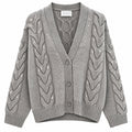 Kaos Cardigan Donna Grigio Chiaro Melange con Trecce, Paillettes e Bottoni SI1NT049