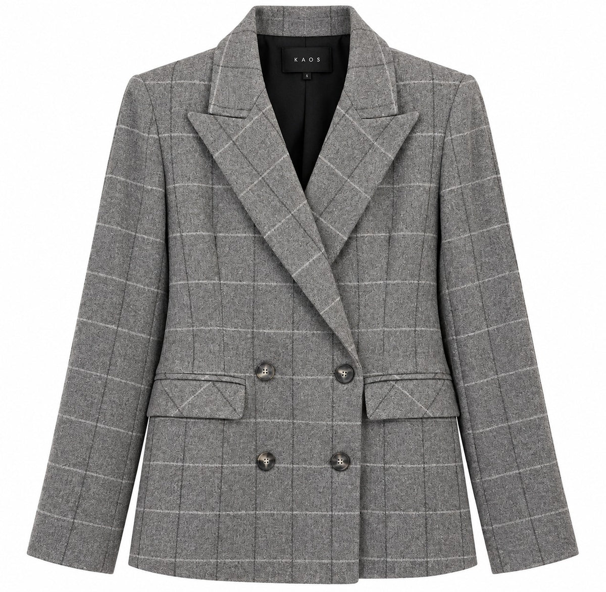 Kaos Giacca Blazer Donna Doppiopetto a Quadri Grigio Medio SI5MR034