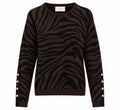 Kaos Maglia Donna Girocollo Animalier Zebrata Moro e Nero con Bottoni Gioiello SIJKT011
