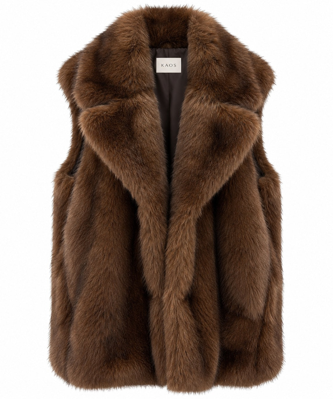 Kaos Gilet Donna in Pelliccia Sintetica con Collo Ampio Caffe SIJLE021