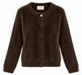 Kaos Coreana Cardigan Donna Morbida Effetto Peluche con Bottoni Moro SIJLT002