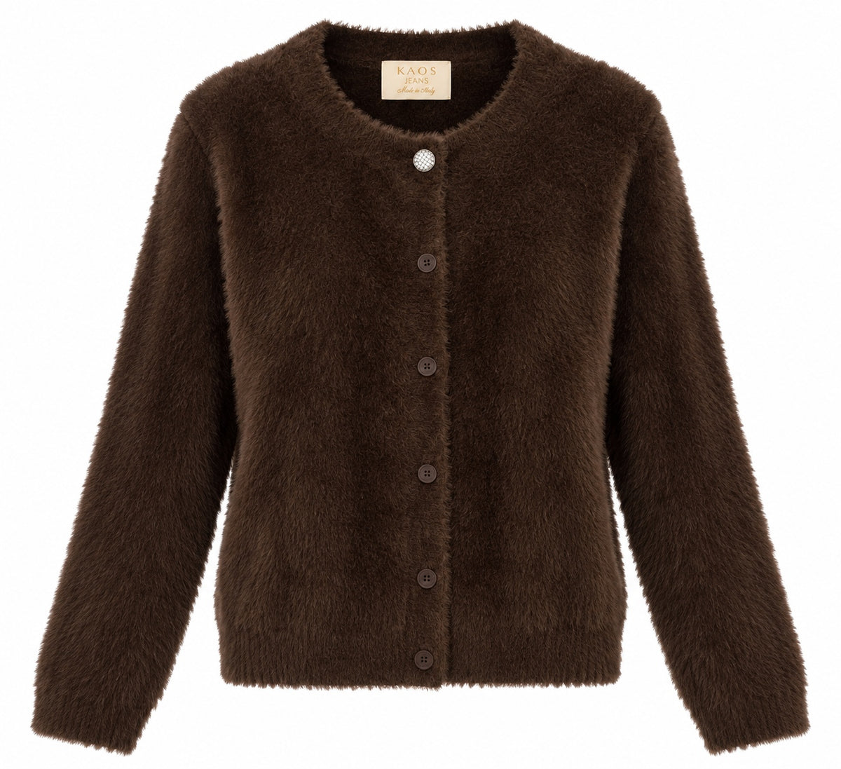 Kaos Coreana Cardigan Donna Morbida Effetto Peluche con Bottoni Moro SIJLT002