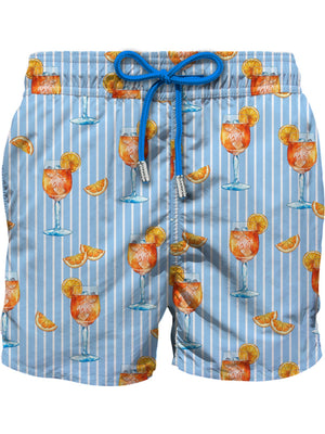 Mc2 Saint Barth Classic Swim Short Gustavia Happy Cocktail Double Stripes 31 - Gus0001