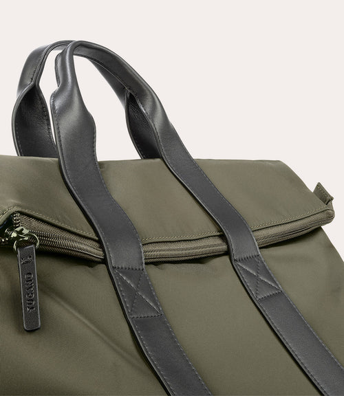 Tucano Fold Borsa da Lavoro Unisex in Nylon Riciclato e Pelle Verde Militare per Laptop 15,6" e MacBook 16" BFOLD15-VM