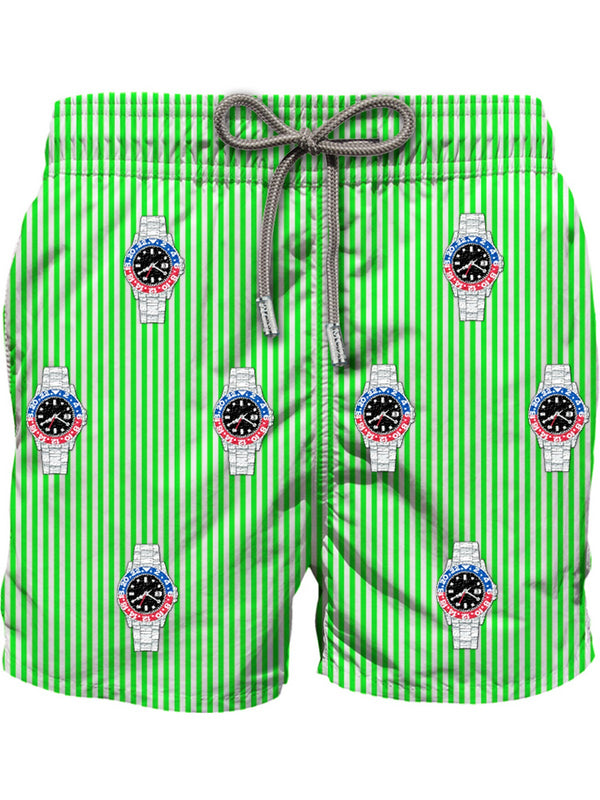 Mc2 Saint Barth Embroidered Swim Short Gustavia Embroidery Time Stripes S 75 - Gus0007
