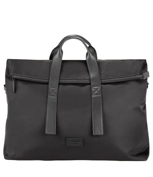 Tucano Fold Weekender Borsa da Viaggio Unisex in Nylon Riciclato e Pelle Nera BFOLDWE-BK