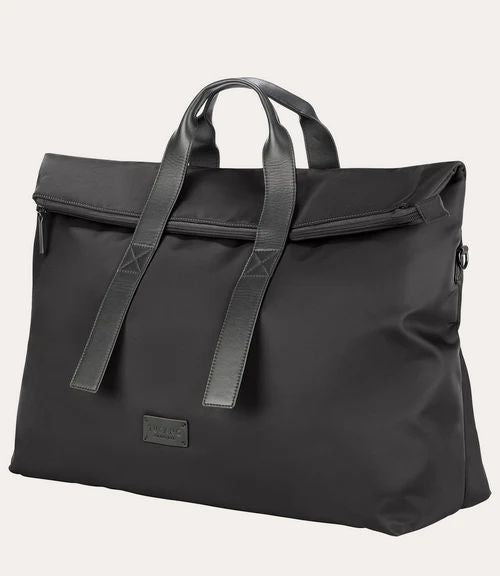 Tucano Fold Weekender Borsa da Viaggio Unisex in Nylon Riciclato e Pelle Nera BFOLDWE-BK