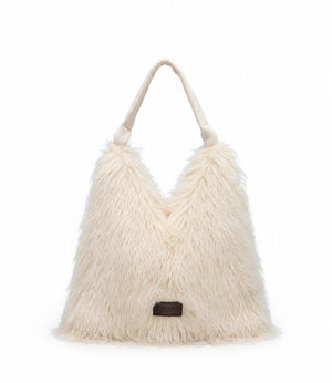 Tucano Mongolian Fur Shopper Borsa Donna in Pelliccia Sintetica Avorio BMONGSH-IY