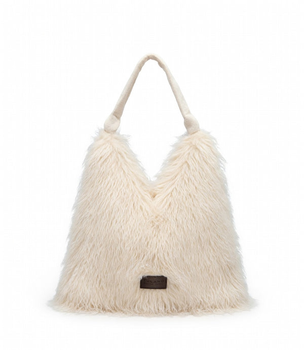 Tucano Mongolian Fur Shopper Borsa Donna in Pelliccia Sintetica Avorio BMONGSH-IY