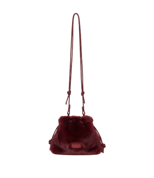 Tucano Nina Fur Beauty Case Pochette Donna in Pelliccia Sintetica Bordeaux BNINABC-FUR-B