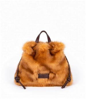 Tucano Nina Fur Beauty Case Pochette Donna in Pelliccia Sintetica Ruggine BNINABC-FUR-O