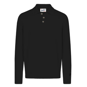 MC2 Saint Barth Polo Uomo Alfie in Lana Merino Nera ALFI005-00068M