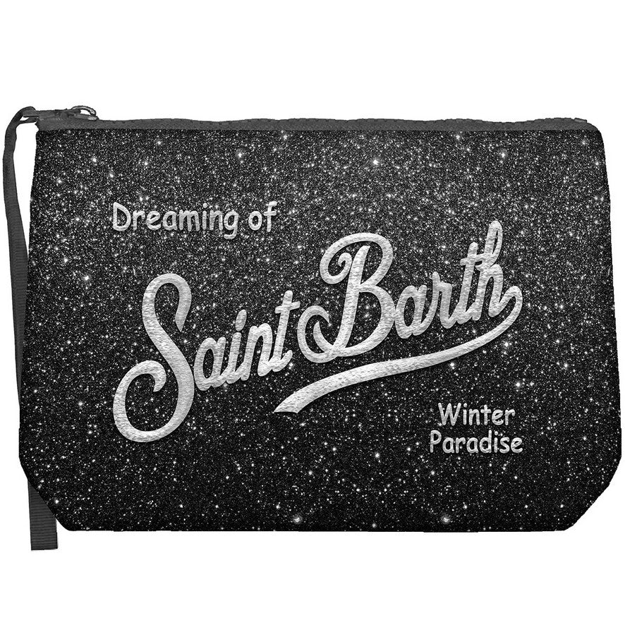 MC2 Saint Barth | Pochette Donna Aline Lurex Nera con Ricamo | ALI0026-00315M