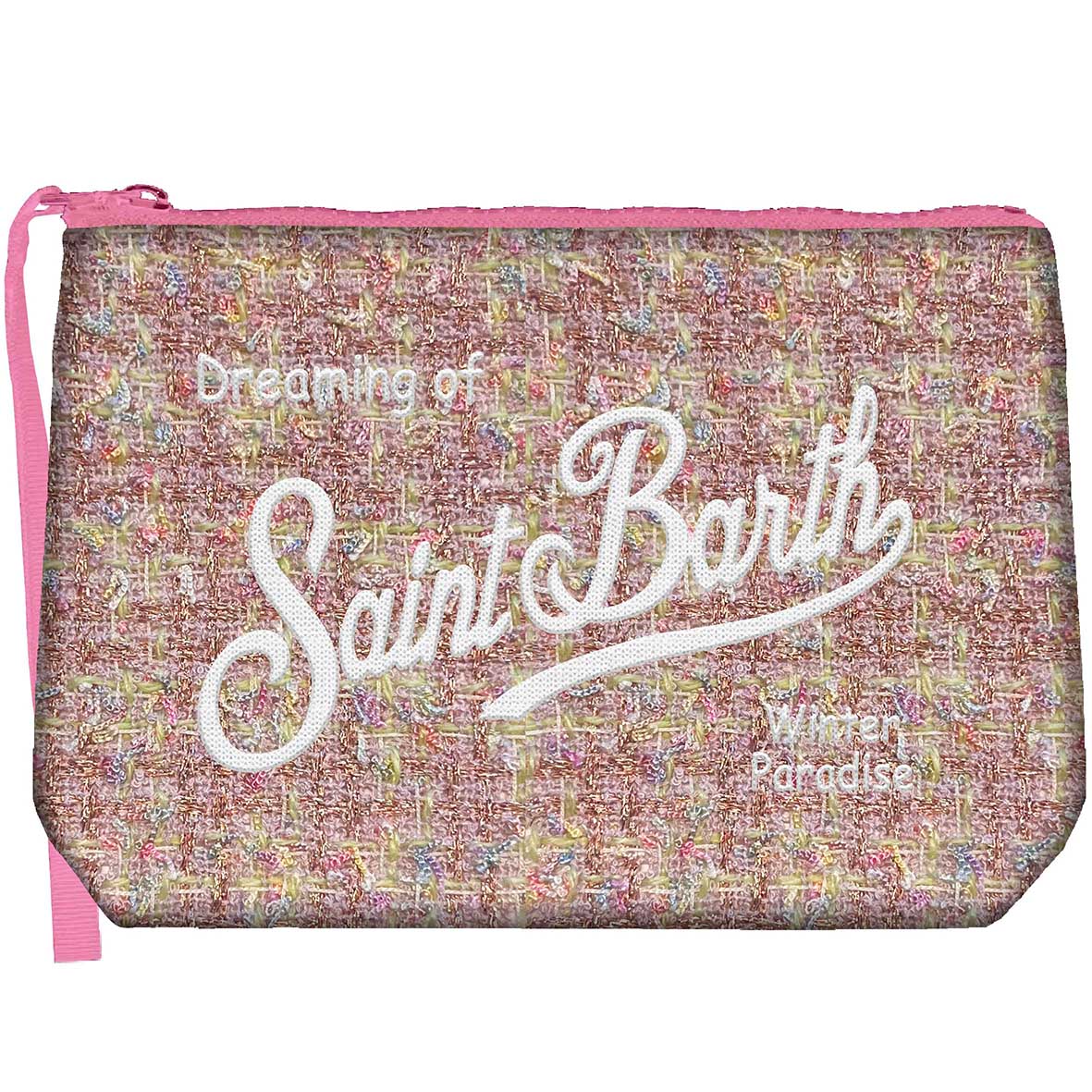 MC2 Saint Barth | Pochette Donna Aline Tweed Lurex Rosa con Ricamo | ALI0027-00171M