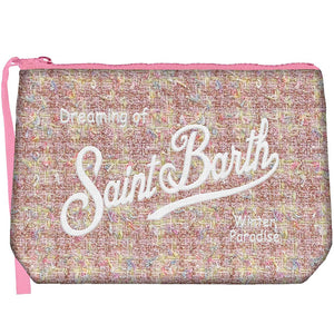 MC2 Saint Barth | Pochette Donna Aline Tweed Lurex Rosa con Ricamo | ALI0027-00171M