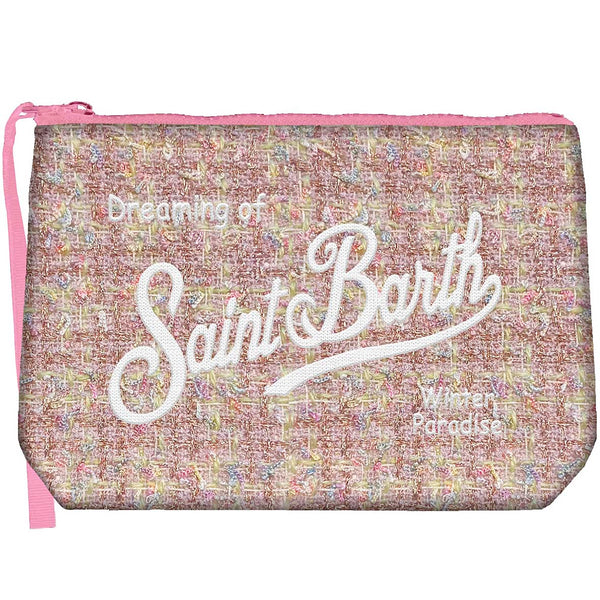 MC2 Saint Barth | Pochette Donna Aline Tweed Lurex Rosa con Ricamo | ALI0027-00171M