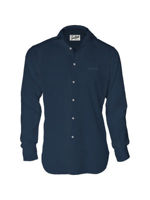 Mc2 Saint Barth Cotton Voile Shirt Chemise Ice 61 Blue Navy - Lcm0001