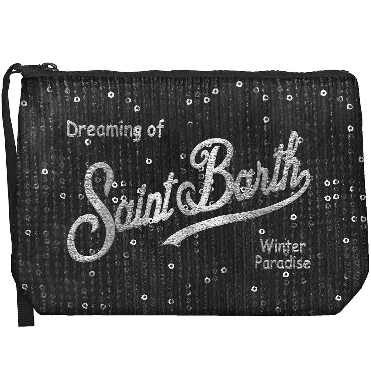 MC2 Saint Barth | Pochette Donna Aline Velvet Paillettes Nera in Velluto con Ricamo | ALI0030-00315M