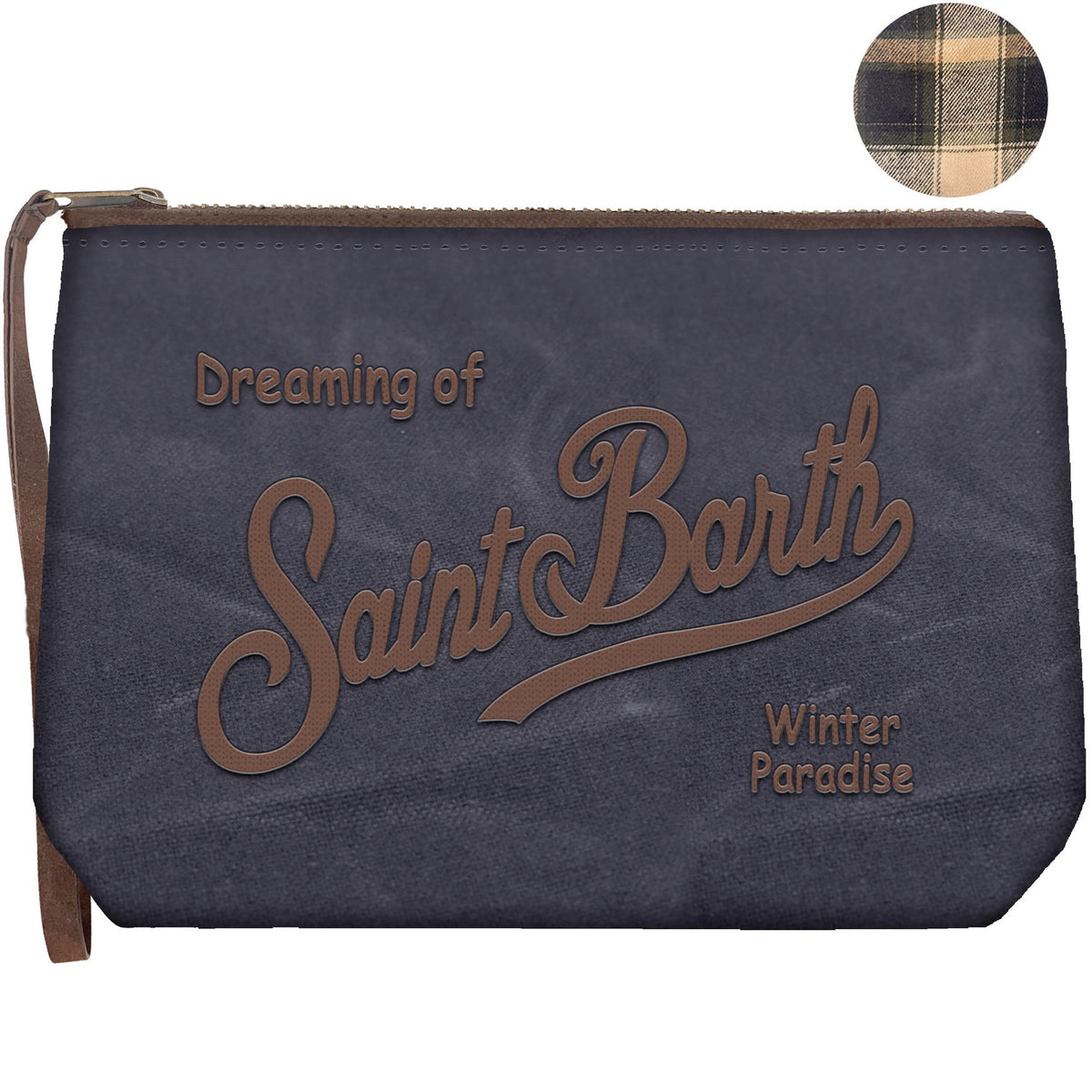 MC2 Saint Barth | Pochette Uomo Aline Wax Blu in Tessuto Cerato con Ricamo | ALI0058-00165M