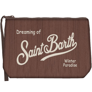 MC2 Saint Barth | Pochette Uomo Aline Corduroy S Marrone in Velluto a Coste con Ricamo | ALI0059-00128M