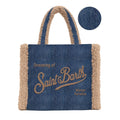 MC2 Saint Barth Borsa Donna Colette Shearling Denim Dark 12 EMB Blu con Dettagli Beige COL0031-00144M