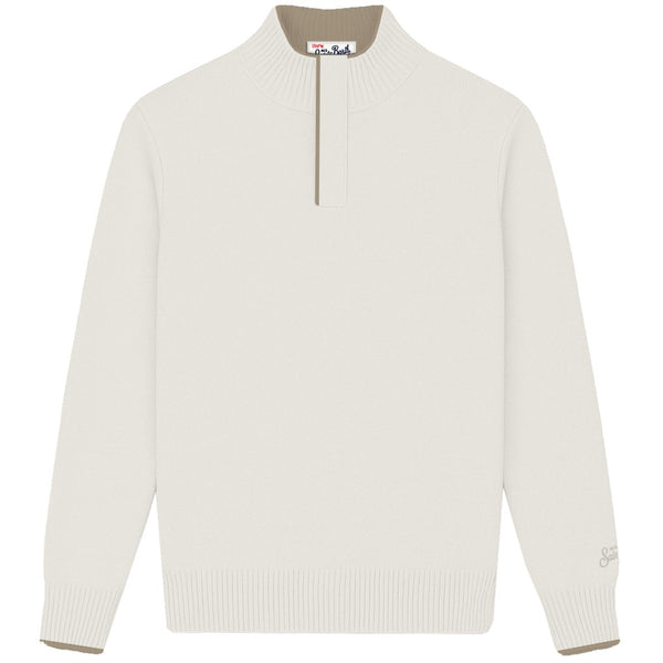 MC2 Saint Barth Maglia Uomo Marlow Merino Cashmere Off White con Collo a Camicia MRLW001-00023M