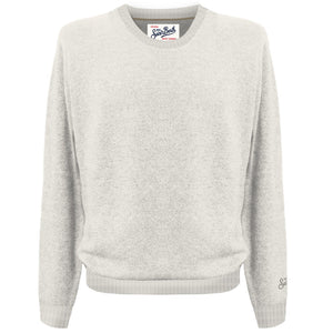 MC2 Saint Barth Maglia Uomo Regent in Lana Merino e Cashmere Off White REGE008-00023M