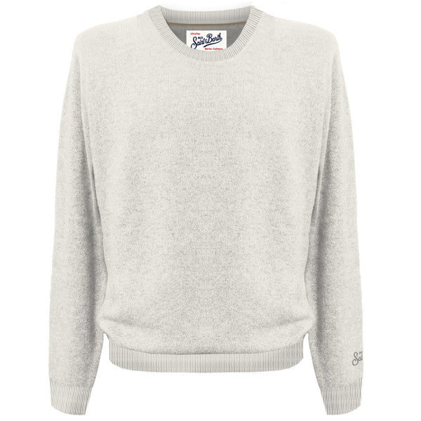 MC2 Saint Barth Maglia Uomo Regent in Lana Merino e Cashmere Off White REGE008-00023M