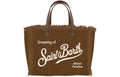 MC2 Saint Barth Borsa Donna Vanity Mini Corduroy N S 18 EMB Marrone in Velluto a Coste con Frange VAMI034-00516M