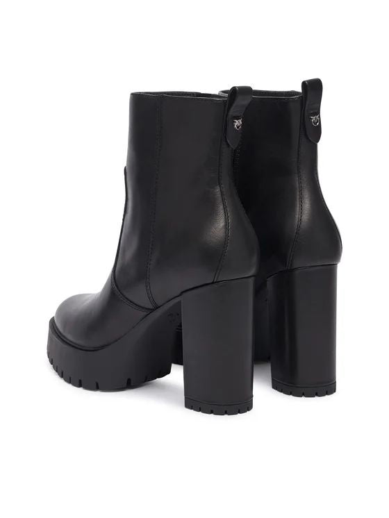 Pinko Shoes Clara 01 Stivaletti Donna in Pelle di Vitello Nero con Tacco e Plateau SD0577P001-Z99
