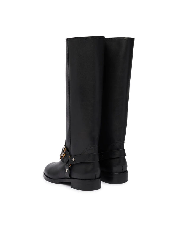 Pinko Shoes Cheval 01 Stivali Donna in Pelle di Vitello Nero SD0583P001-Z99