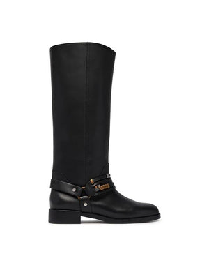 Pinko Shoes Cheval 01 Stivali Donna in Pelle di Vitello Nero SD0583P001-Z99