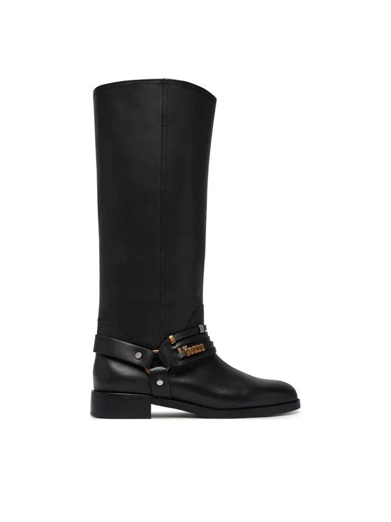 Pinko Shoes Cheval 01 Stivali Donna in Pelle di Vitello Nero SD0583P001-Z99